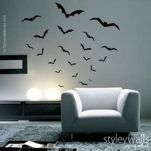 Halloween Wall Decal, Bats Wall Decal, Bats Wall Sticker, Bats Halloween Wall Decal for Office ...