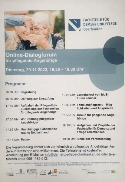 Fachstelle Demenz Und Pflege Oberfranken Online Dialogforum F R