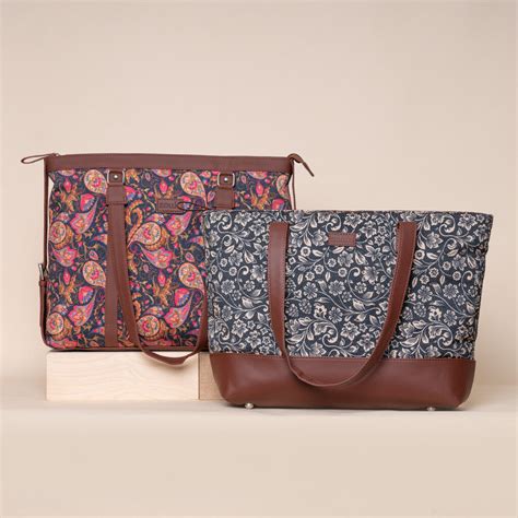 Paisley Print And Flomotif Office Bag And Shoulder Tote Bag Combo