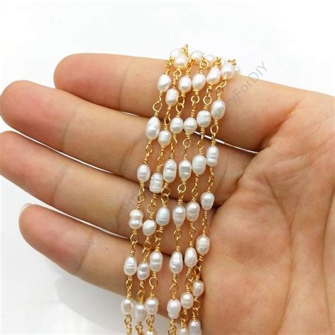 Findings Garnet Freshwater Big Pearl Rosary Chain Diy Jewelry Making