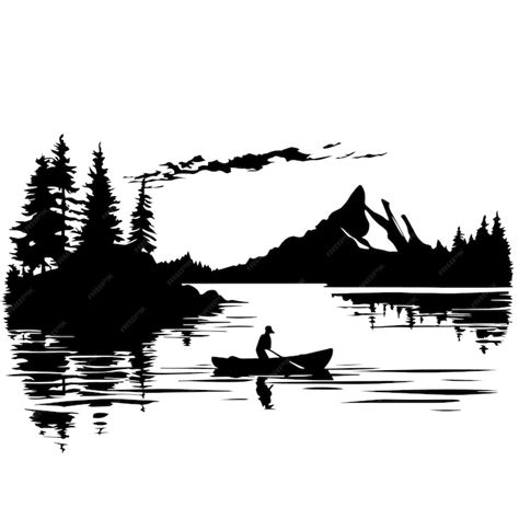 Premium Vector | Lake silhouette vector illustration Lake silhouette ...