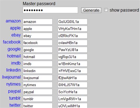 Password Generator Generate Multiple Passwords From A Master Password