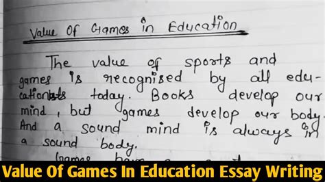 Value Of Games In Education Essay Value Of Games In Our Life Value