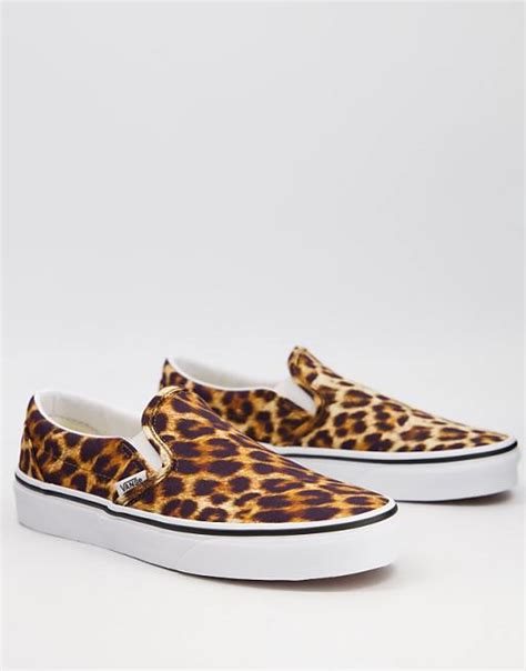 Vans Classic Slip On Leopard Print Sneakers In Black Asos