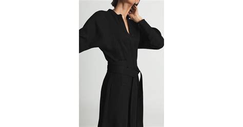 Reiss Darcy Belted Midi Shirt Dress In Black Lyst Uk