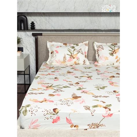 Buy Urban Space Serene Tc Cotton Bedsheets For King Fitted Bed