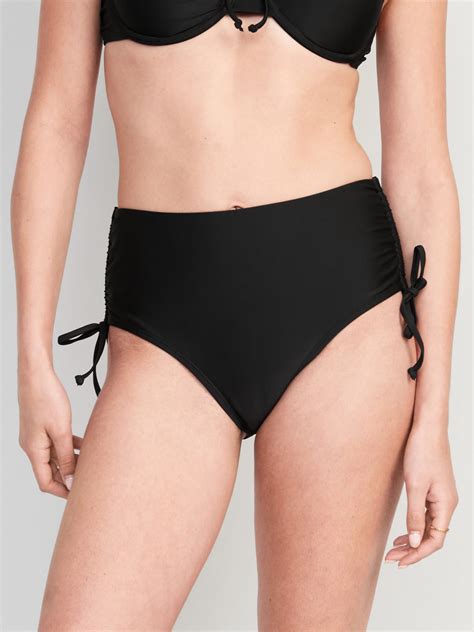 Old Navy High Waisted Tie Cinched Bikini Swim Bottoms Black