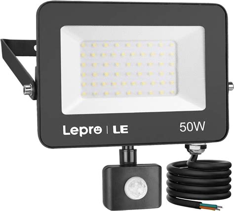 Lepro 50w Security Lights Outdoor Motion Sensor 4200 Lumens Pir Sensor Security Light Super