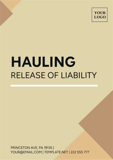 Free Hauling Release Of Liability Template to Edit Online