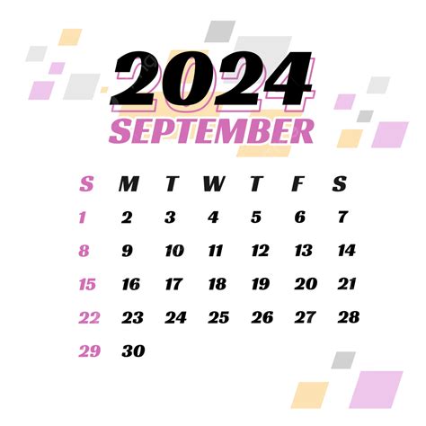 Diseno De Calendario De Septiembre De 2024 Vector Png Septiembre 2024