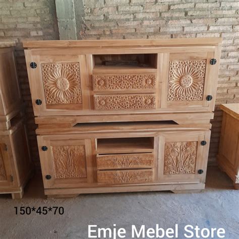 Jual Meja Kayu Jati Buffet Tv Ukir Buffet Hias Ruang Tamu Kab Jepara