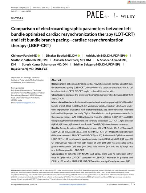 PDF Comparison Of Electrocardiographic Parameters Between Left Bundle