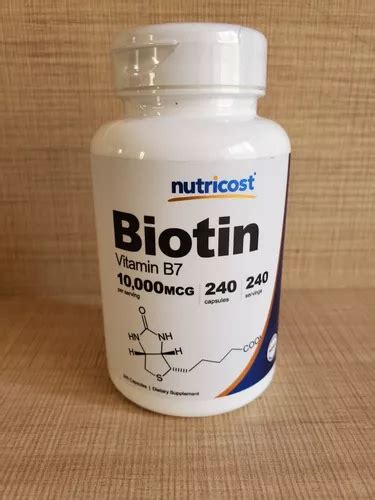 Biotin Nutricost 240 Cápsulas 10 000 Mcg Vitamina B7 Cuotas Sin Interés