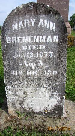 Mary Ann Brenneman 1843 1875 Memorial Find A Grave