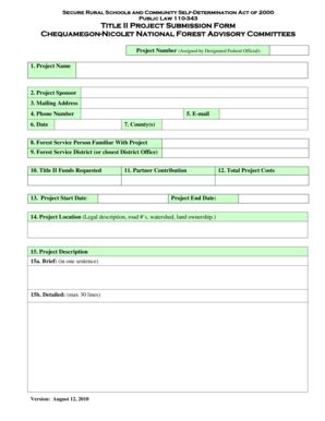 Fillable Online Fs Usda Title II Project Submission Form Chequamegon