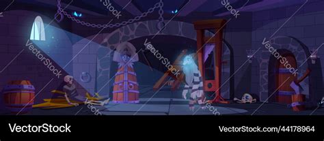 Ghost of prisoner in medieval torture room scene Vector Image