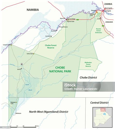 Vector Map Of Chobe National Park Botswana Stock Illustration - Download Image Now - Africa ...