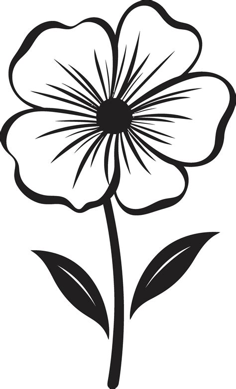 Freehand Bloom Emblem Monochrome Sketchy Design Whimsical Petal Sketch