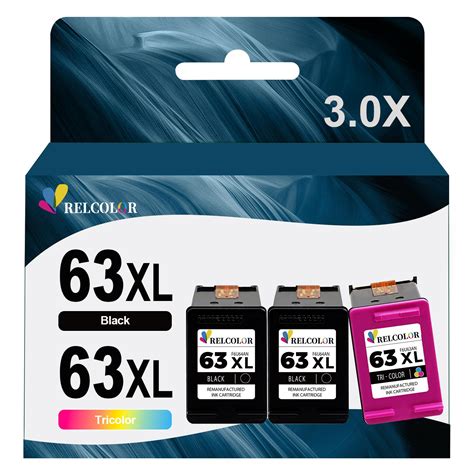 Relcolor Remanufactured Ink Cartridge Replacement For Hp 63xl 63 Xl 2 Black And 1 Color 3 Pack