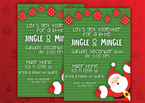 Neighborhood Christmas Party Invitations Christmas Flyer Etsy