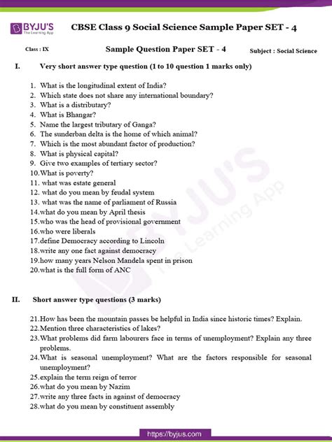 Cbse Class 9 Social Science Sample Paper Set 4 Pdf Democracy Political Ideologies