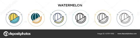 Watermelon Icon Filled Thin Line Outline Stroke Style Vector