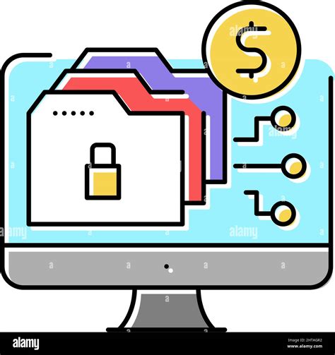 Ransomware Cyber Crime Color Icon Vector Illustration Stock Vector