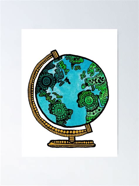 Zentangle World Globe Poster By Alexavec Redbubble