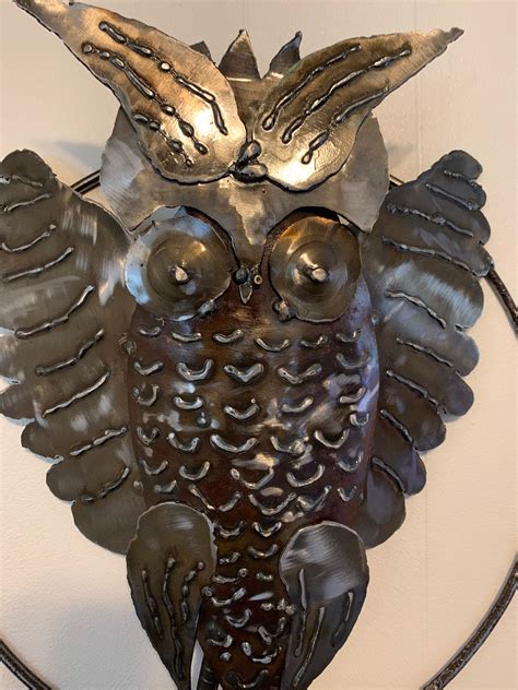 Metal Owl Wall Art Hanger Outdoor Art Etsy