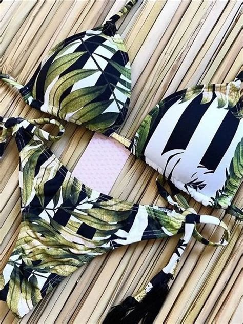Women Print Bikini Set Push Up Swimsuit New Summer Sexy Swimwear Triangle Bathing Suit