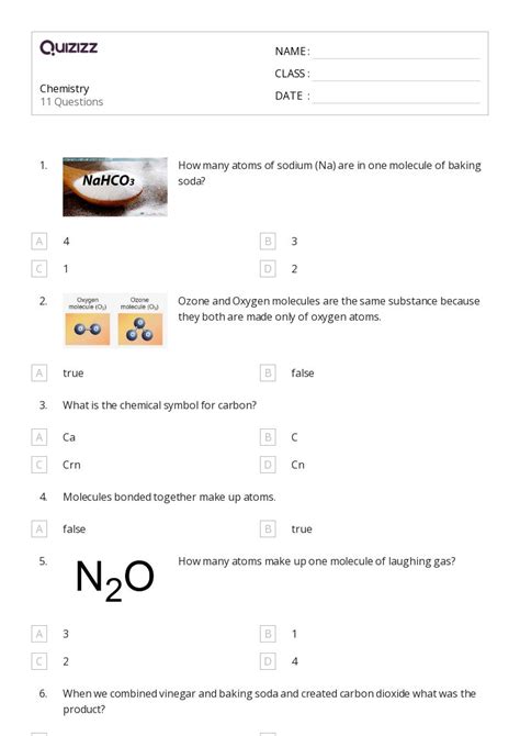 50 Chemistry Worksheets For 8th Year On Quizizz Free And Printable