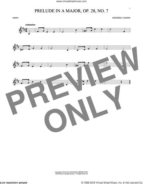 Prelude In A Major Op 28 No 7 Sheet Music For Horn Solo Pdf