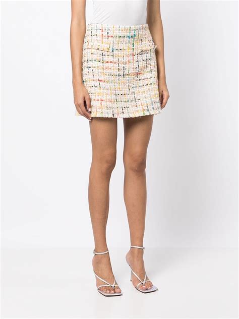 Oscar De La Renta High Waisted Tweed Mini Skirt Pink Farfetch