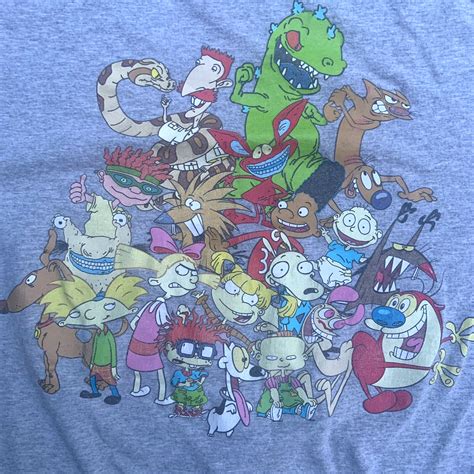 Nickelodeon 90's Cartoon Characters Gray Short Sleeve… - Gem