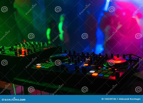 Mixer Board for Professional DJ Disks Under Colored Lights Stock Photo ...