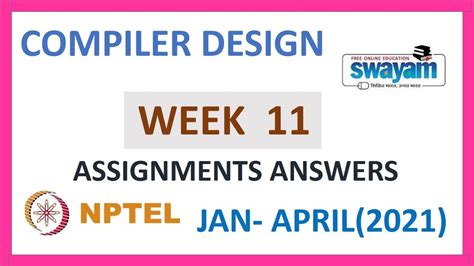 Compiler Design Week Quiz Compiler Design Week Assignment Nptel