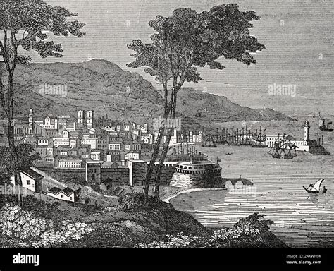 Port of Barcelona, Catalonia, Spain, 19th Century Stock Photo - Alamy