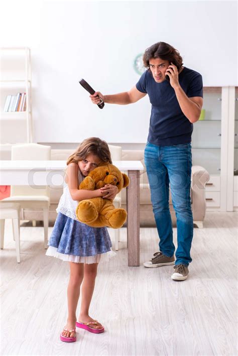 Angry Father Punishing His Daughter Stock Image Colourbox