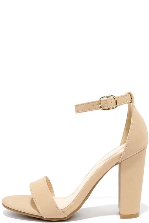 Cute Nude Nubuck Heels Ankle Strap Heels Dress Sandals Lulus
