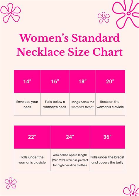 Necklace Size Chart For Women In Illustrator Pdf Download