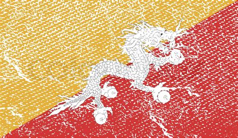 Flag of Bhutan with old texture. | Stock image | Colourbox