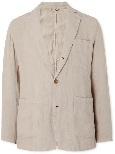 Hartford Jobby Unstructured Linen Blazer Brown Hartford