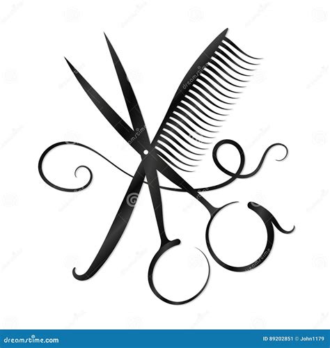 Silhouette De Ciseaux De Peigne Et De Cheveux Illustration De Vecteur