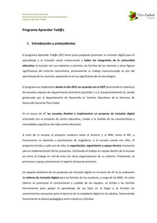 Programa Aprender Tod S Resumen Ejecutivo CEIP PDF