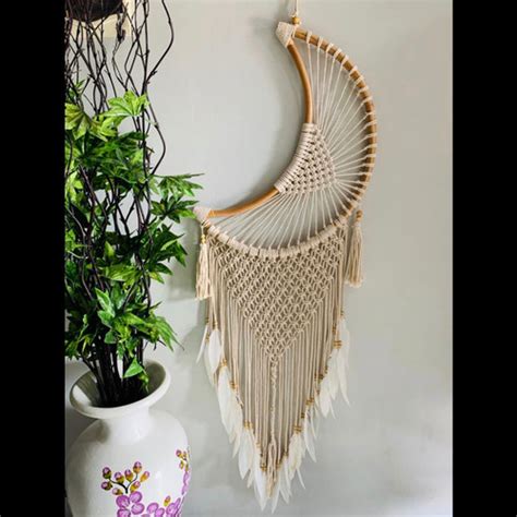 Jual Wall Decor Hiasan Dinding Bulan Dream Catcher Macrame Dekorasi