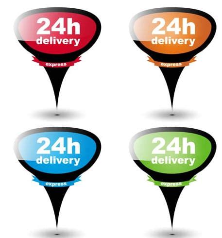 Shiny 24h Delivery labels design vector ai | UIDownload