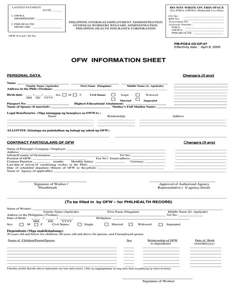 Edit Document Ofw Information Sheet And Cope With Bureaucracy