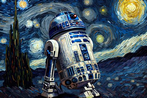 R2D2 Starry Night. Star Wars Fan Art Inspired by Vincent Van - Etsy