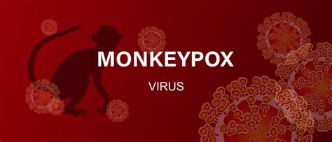 Monkeypox Virus Banner With Text Virus Cells And Monkey Silhouette