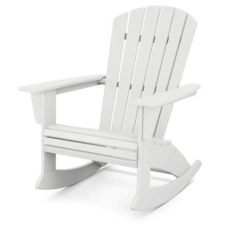 POLYWOOD Nautical Curveback White HDPE Plastic Adirondack Outdoor